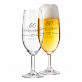 LEONARDO Biergläser mit Gravur zum 60. Hochzeitstag / Diamantene Hochzeit, Pils Biertulpe, Ringliebe