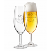 LEONARDO Biergl&auml;ser mit Gravur zum 60. Hochzeitstag / Diamantene Hochzeit, Pils Biertulpe, Sommerliebe