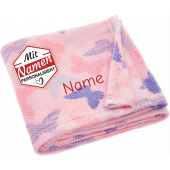 Mädchen Kuscheldecke mit Namen Schmetterlinge Schmetterling – Playshoes Fleece-Decke bestickt in Rosa, 75x100 cm