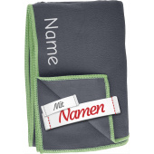 Playshoes Badetuch mit Namen personalisiert – Microfaserhandtuch bestickt, Handtuch 80x160 cm, Grau