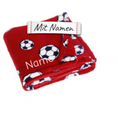 Playshoes Fleece-Decke mit Namen bestickt – Fußball Kuscheldecke in Rot, 75 x 100 cm