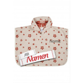 Poncho mit Namen Blume Bauernhof – beige Badeponcho für Mädchen, bestickt
