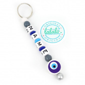 Nazar Auge Schlüsselanhänger personalisiert mit Namen, Namenskette & Anhänger, Blau