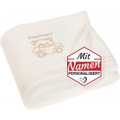 Schmusedecke mit Namen bestickt Bär Kollektion - Playshoes Fleece Kuscheldecke in Beige Natur 75x100 cm