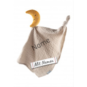 Schmusetuch mit Namen bestickt Mond Luna Mond &ndash; Sterntaler Unikat zur Geburt