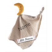 Schmusetuch mit Namen bestickt Mond Luna Mond &ndash; Sterntaler Unikat zur Geburt