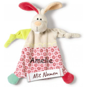 NICI Stofftier-Schmusetuch Hase mit Namen bestickt, Kuscheltier für Mädchen zur Geburt