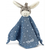 Schmusetuch personalisiert Esel Emmi Esel in Blau aus Musselin, mit Namen bestickt von Sterntaler