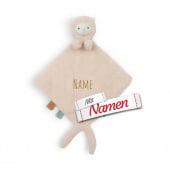Schmusetuch personalisiert mit Namen, Alpaka Paco, Schnuffeltuch mit Schnullerhalter