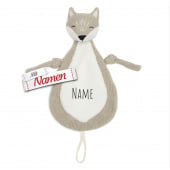 Schmusetuch personalisiert mit Namen, Fuchs, Schnuffeltuch mit Schnullerhalter