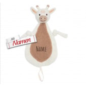 Schmusetuch personalisiert mit Namen, Giraffe, Schnuffeltuch mit Schnullerhalter