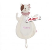 Schmusetuch personalisiert mit Namen, Katze Jill, Schnuffeltuch mit Schnullerhalter