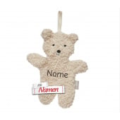 Schmusetuch personalisiert mit Namen, Teddybär Natur, Schnuffeltuch mit Schnullerhalter