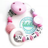 Schnullerkette Babyfüße + Häkelperle, Rosa
