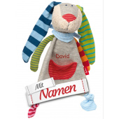 Sigikid Schmusetuch Ringeldingelhase Hase, mit Namen bestickt, personalisierbar, Geschenk zur Geburt, Schnuffeltuch Kuscheltuch