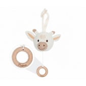 Spieluhr Baby personalisiert mit Namen, Giraffe, Holzring graviert, Babygeschenk