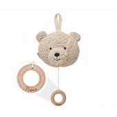 Spieluhr Baby personalisiert mit Namen, Teddybär Natur, Holzring graviert, Babygeschenk
