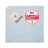 Steiff Personalisiertes Kapuzenhandtuch 100x100 Blau, Junge Geschenk zur Geburt, bestickt