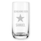 Sternmotiv Trinkglas graviert zur Einschulung Schulkinder