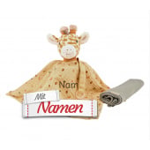 Sterntaler Baby Geschenkset Giraffe Kaya mit Namen bestickt, Schmusetuch + Musselintuch