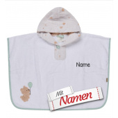 Sterntaler Bär Bo Poncho personalisiert mit Namen, bestickt als Geschenk für Kita und Schwimmen
