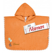 Sterntaler Bär Poncho personalisiert mit Namen – Bär Bo Badeponcho bestickt, Orange