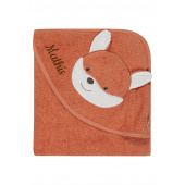 Sterntaler Kapuzenhandtuch mit Namen bestickt, Fuchs Filou Fuchs in Braun-Orange – 100 x 100 cm
