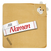 Sterntaler Kapuzenhandtuch mit Namen bestickt Löwe Leo – Babybadetuch 100x100 cm aus Baumwolle