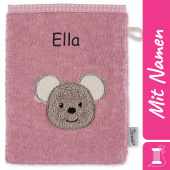 Baby Geschenk für Mädchen: Sterntaler Waschhandschuh mit Namen bestickt Maus Mabel, Rosa