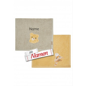 Sterntaler Kinderhandtuch mi Namen bestickt, Doppelpack Giraffe & Löwe 50x30cm  für Babys und Kleinkinder