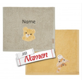 Sterntaler Kinderhandtuch mi Namen bestickt, Doppelpack Giraffe & Löwe 50x30cm  für Babys und Kleinkinder
