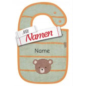 Sterntaler Lätzchen Bär Bo mit Namen bestickt, Druckknopf, 38 x 26 cm Mintgrün