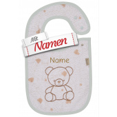 Sterntaler Lätzchen Bär Bo mit Namen bestickt, Druckknopf, 38 x 26 cm Weiß