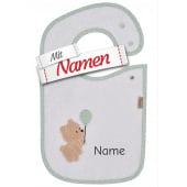 Sterntaler Lätzchen Bär Bo mit Namen bestickt, wasserdicht, 38 x 26 cm Weiß
