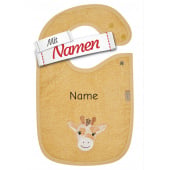 Sterntaler Lätzchen Giraffe Kaya mit Namen bestickt, Druckknopf, 38 x 26 cm Ocker