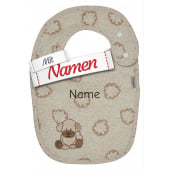 Sterntaler Lätzchen Hund Lucky mit Namen bestickt, Druckknopf, 38 x 26 cm Ecru