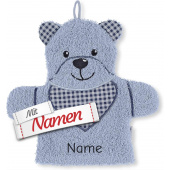 Sterntaler Spiel-Waschhandschuh Bär Baylee Blau, bestickt