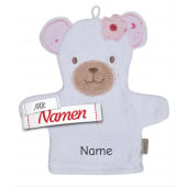 Sterntaler Waschhandschuh Bär Betty mit Namen bestickt, Baby Geschenk für Mädchen