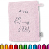 Sterntaler Waschhandschuh Waldis Rosie, personalisierbar, bestickt, Taufgeschenk, Rosa