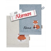 Sterntaler Waschlappen 2er Set Fuchs Filou mit Namen bestickt, Geschenk zur Geburt