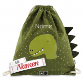 Trixie Dinosaurier Turnbeutel mit Namen, Mr. Dino bestickt für Kindergarten und Schule