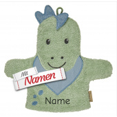 Waschlappen mit Namen bestickt DINO Rexi Dinosaurier von Sterntaler