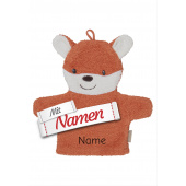 Waschlappen mit Namen bestickt Fuchs Filou in Rost-Orange von Sterntaler