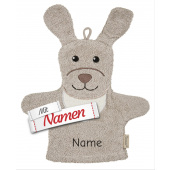 Waschlappen mit Namen bestickt Hund Lucky Hund – Sterntaler Waschhandschuh aus Baumwolle, personalisiertes Geschenk für Baby und Kind