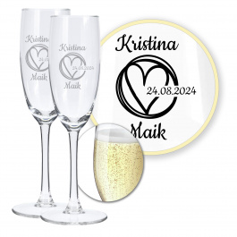LALALO Sektgläser Mit Gravur Zum 40. Hochzeitstag – 2 Stück, Personalisiert, 180 Ml, Spülmaschinenfest (Rubin-/Smaragdhochzeit)