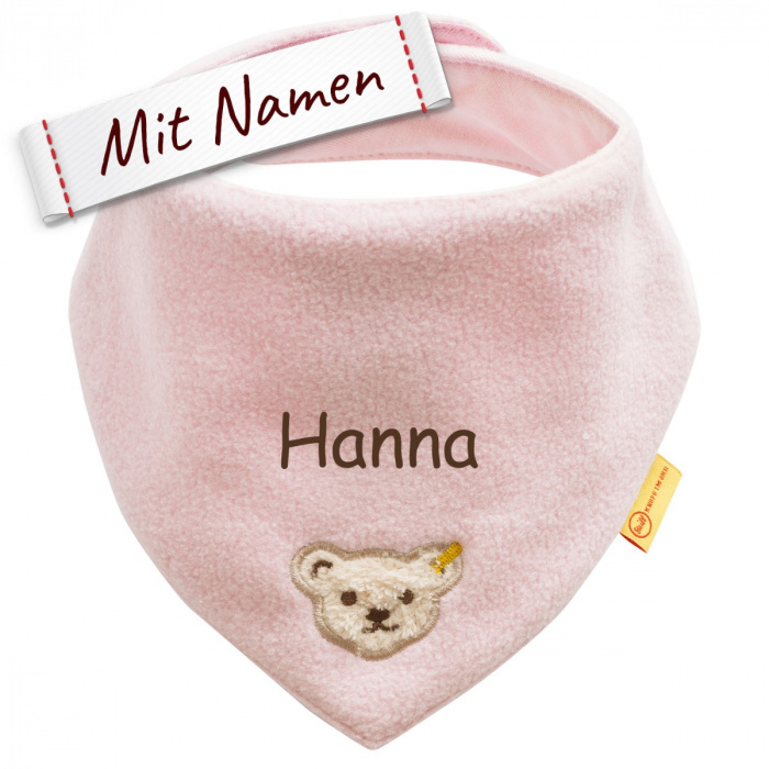 Steiff Dreieckstuch Fleece, Rosa, bestickt