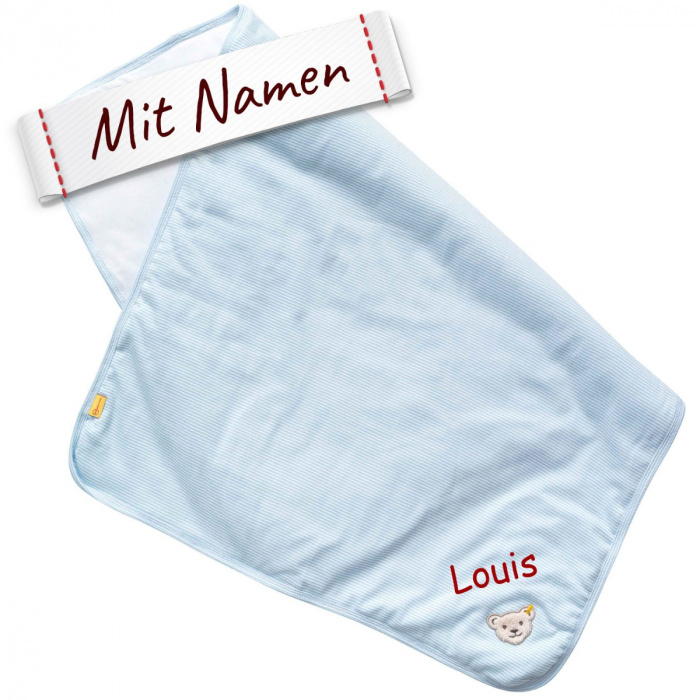 Steiff Bär Babydecke, Blau, bestickt