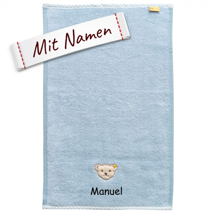 Steiff Kinderhandtuch, Winter Sky Blau 30x50, bestickt