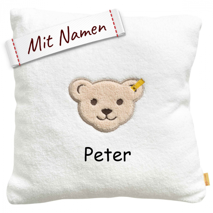 Steiff Bär Kuschel-Kissen & Babykissen, Weiß, bestickt