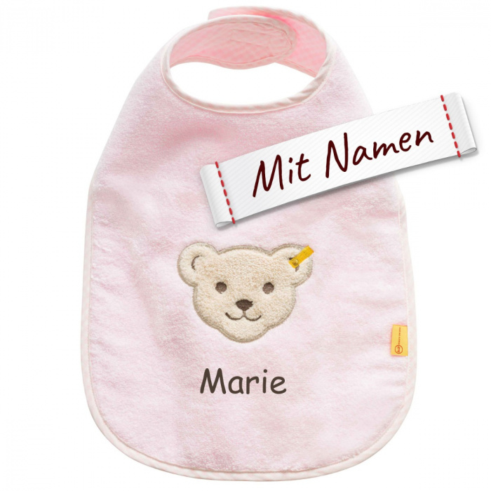 Steiff Bär Lätzchen, Rosa, bestickt